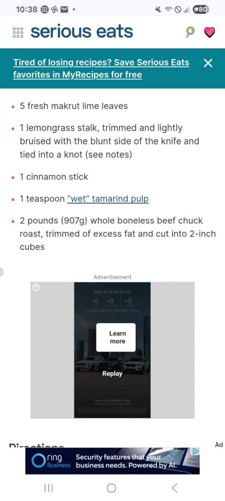 Beef product suggestion for Beef Rendang