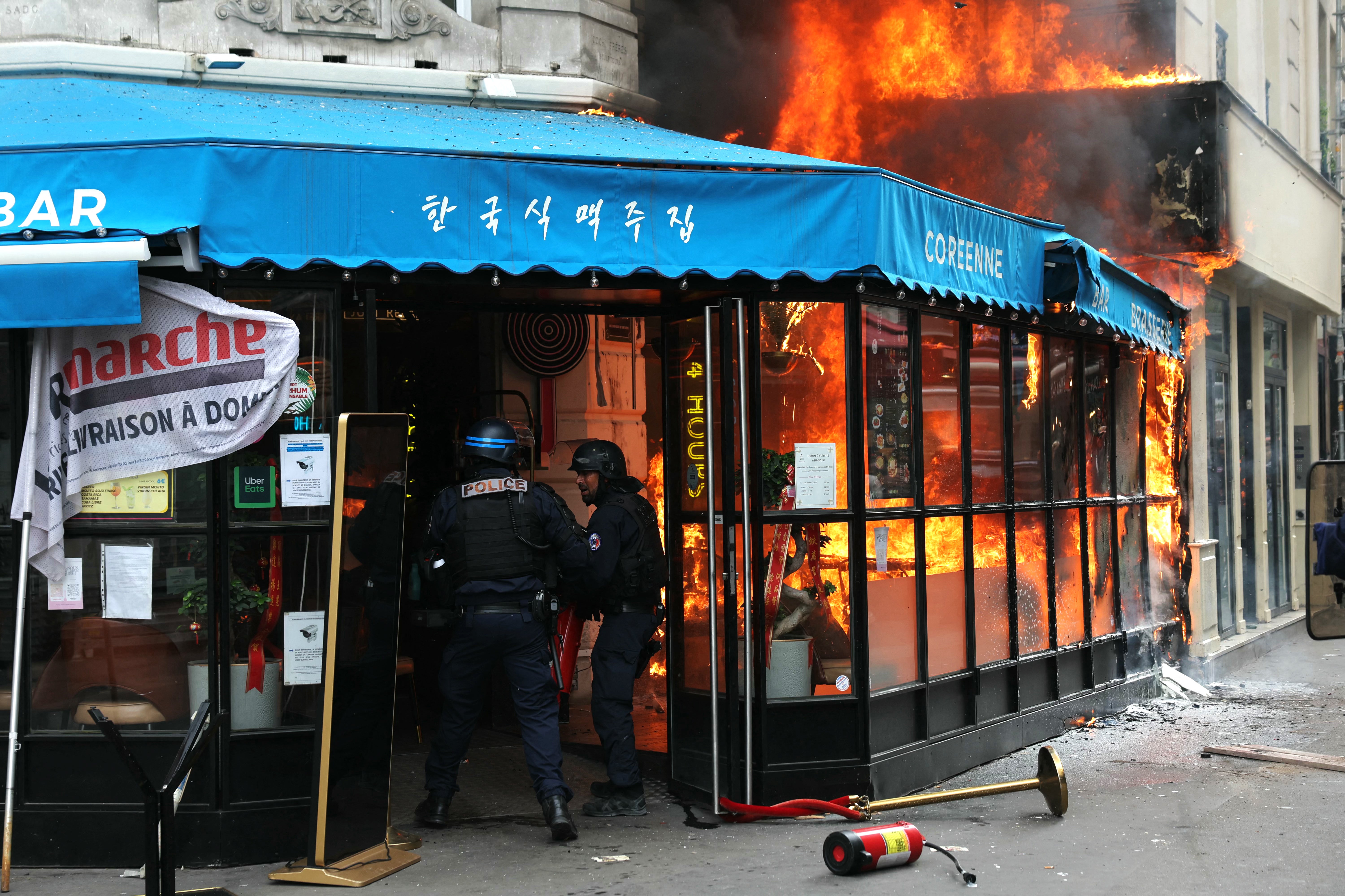 The Wafu Bar restaurant is on fire