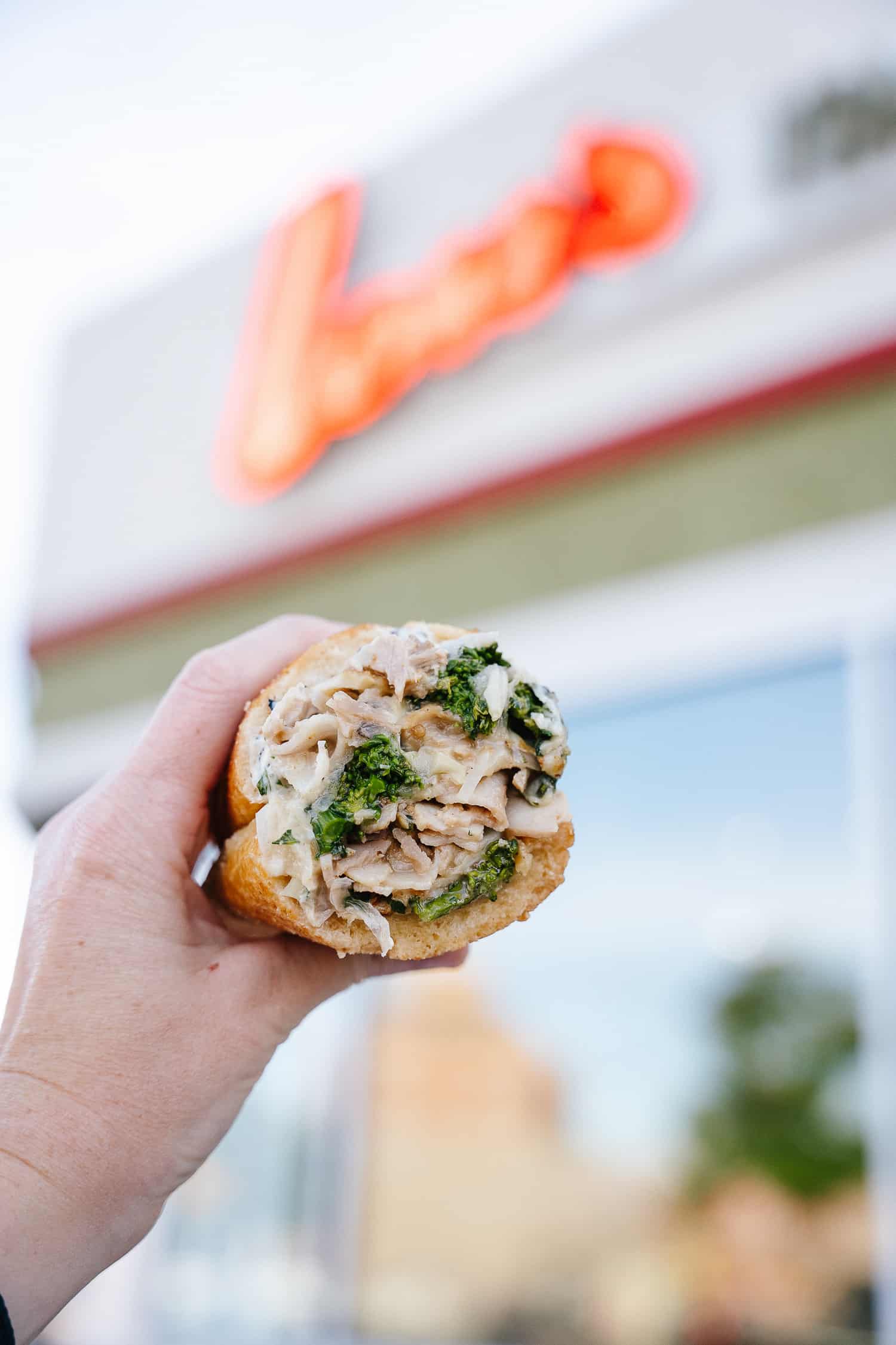 Porchetta broccoli rabe hot sandwich by Lou's Italian Specialties