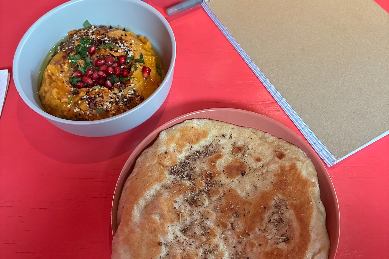 Tirshi with flatbread at Spiedo in Ann Arbor