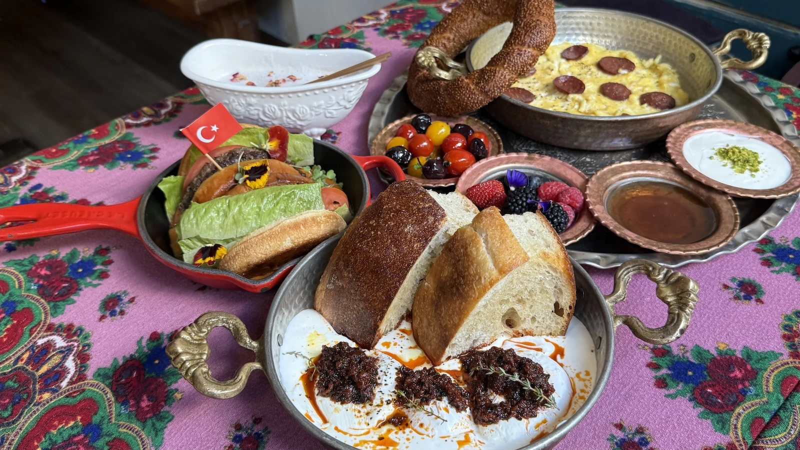poached eggs with yogurt dip