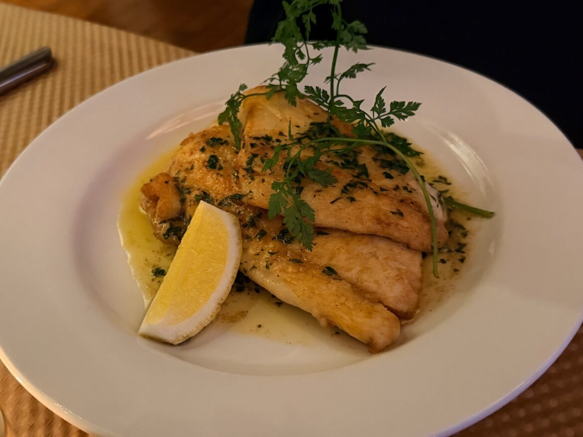 Filet of sole meunière at Canal House Station in Milford, NJ