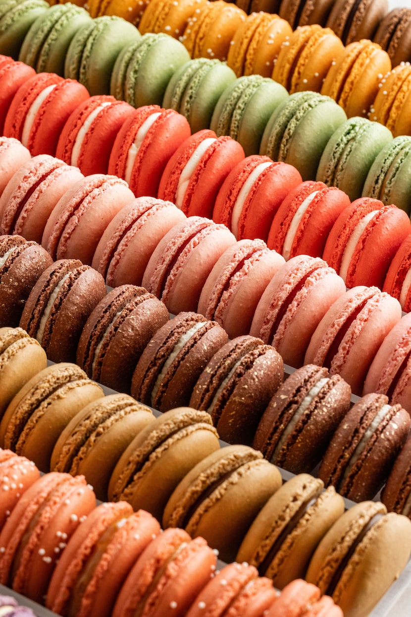 A colorful display of macarons beckons at Haute Sweet Patisserie.