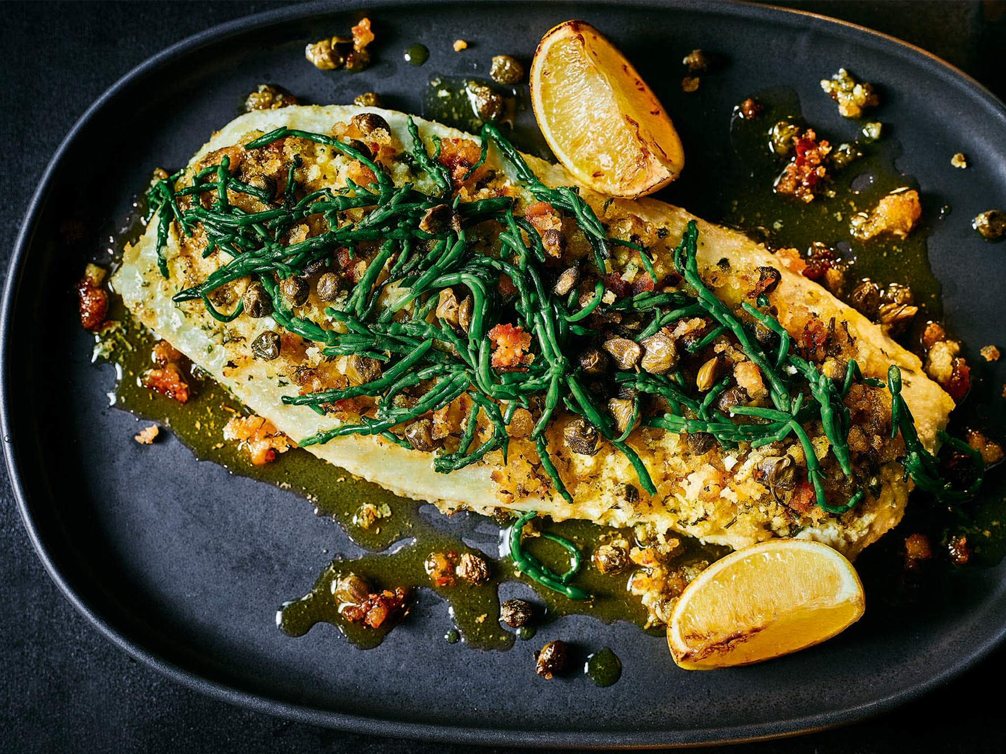 Dishes will include halibut with caper brown butter and samphire
