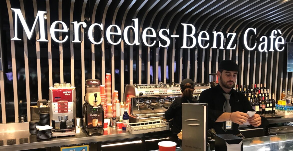 Breakfast at the Mercedes Benz Café in Rome Airport