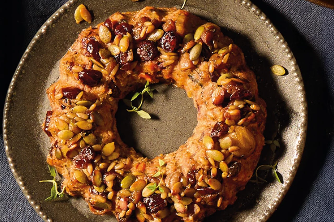 Dig into the squash, chestnut and cranberry wreath