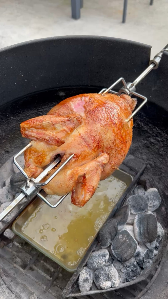 Chicken rotisserie on the Weber Kettle