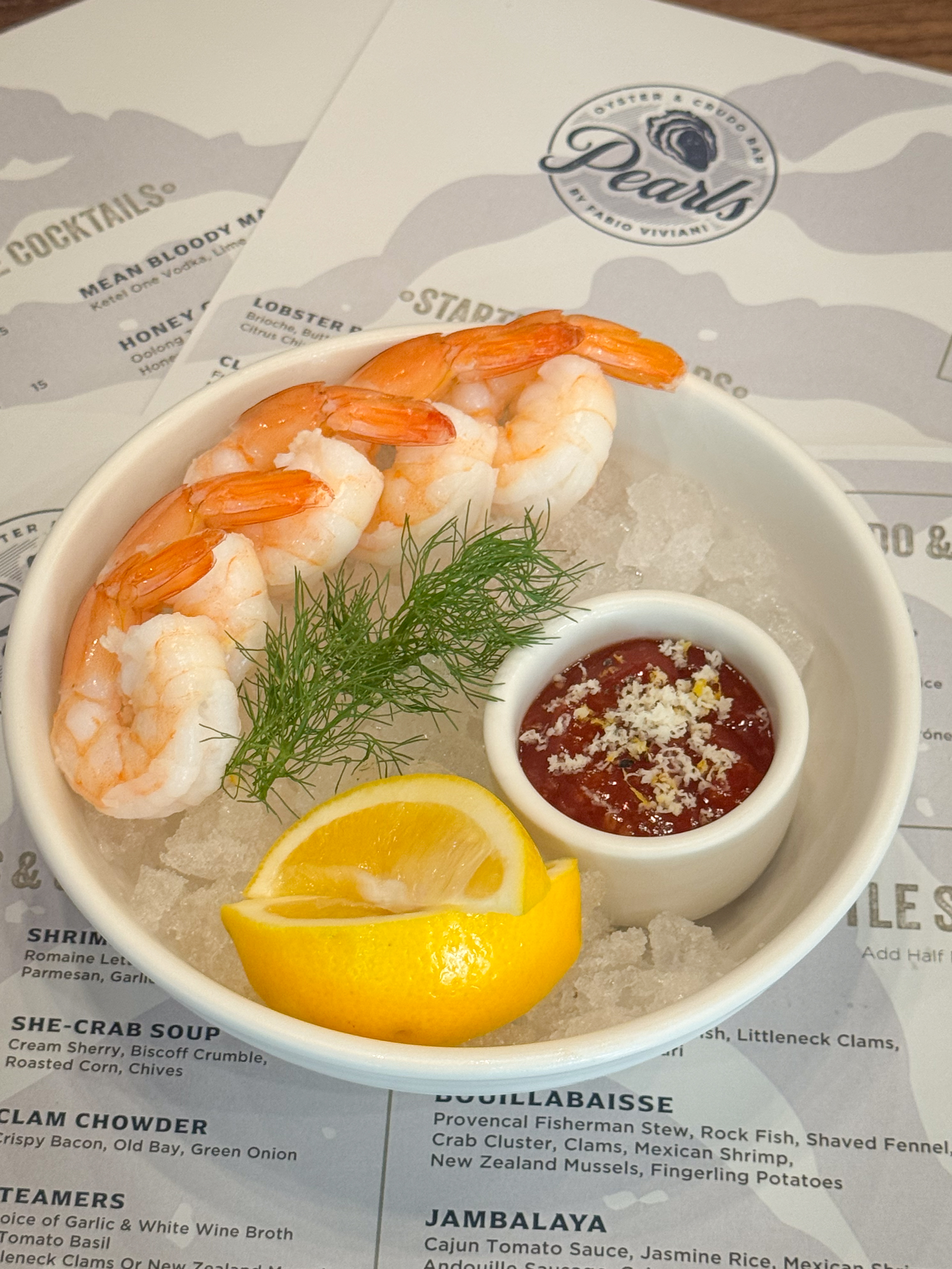 Classic Shrimp Cocktail at Pearls Oyster & Crudo Bar