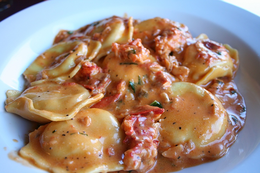 lobster ravioli at Rino's Place in East Boston