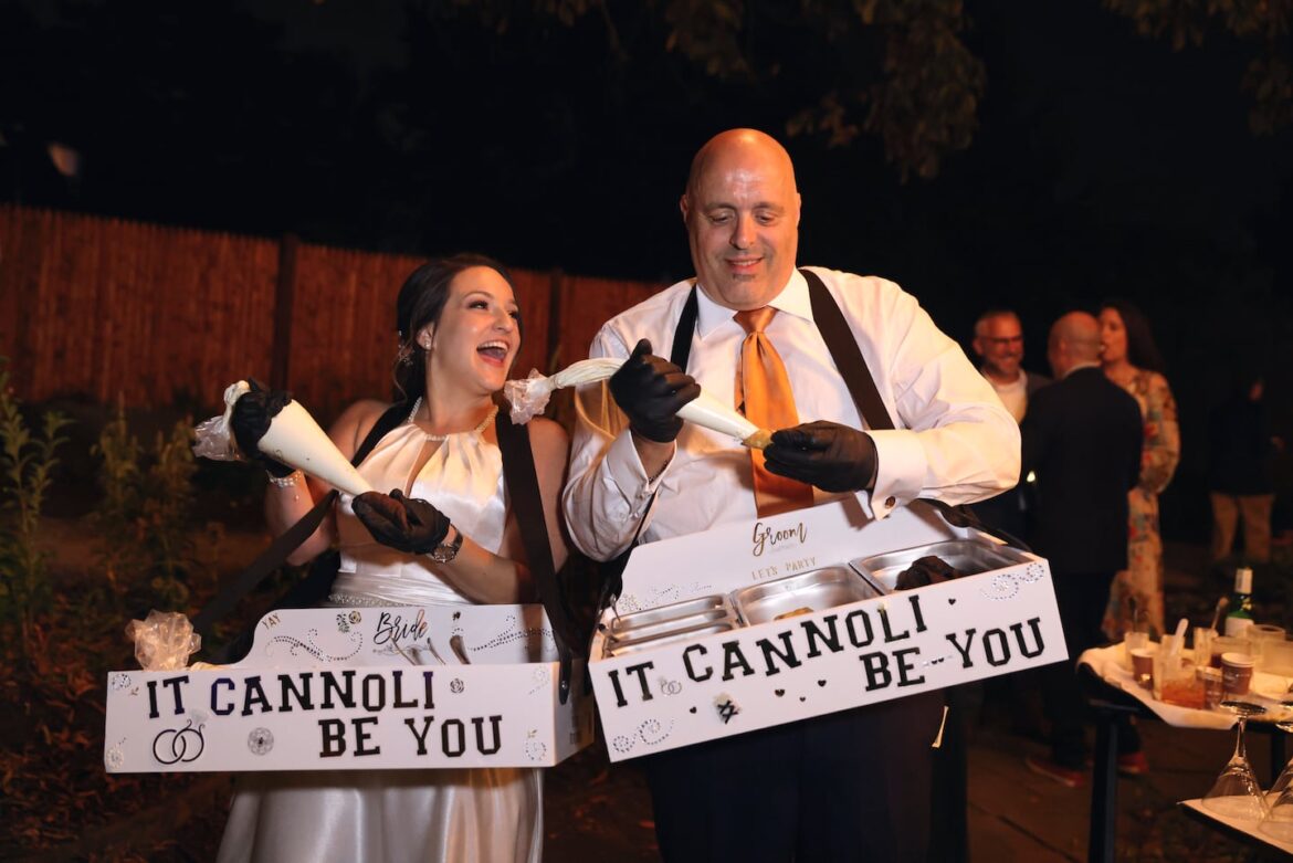 Chef Tony Susi of Little Sage and Maria Linquata of The Quin wed on Sept. 21 at Herb Lyceum in Groton. The pair, both from big Italian families, filled and served cannoli as part of the dessert course.
