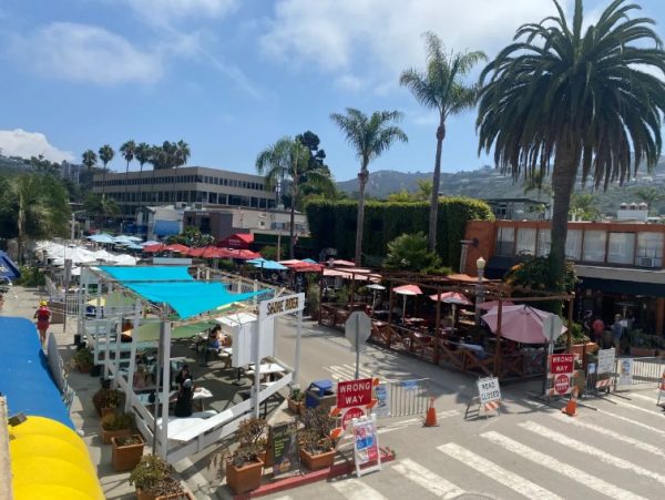 The outdoor dining program on Avenida de la Playa in La Jolla Shores is pictured in September 2023. (File)