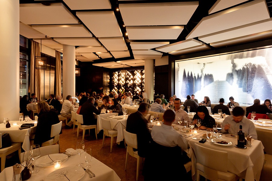 The chic dining room at Sorellina.