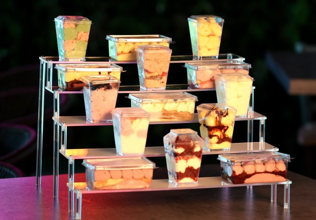 A variety of tiramisu by Chef Marco Casula of Cafe del Mar restaurant is on display in Fort Lauderdale on Friday, Oct. 17, 2025. Cafe del Mar will attempt a Guinness World Record by making more than 100 varieties of tiramisu. (Carline Jean/South Florida Sun Sentinel)