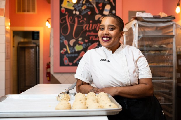 Jatee Kearsley is pictured inside her French patisserie, Je T'aime Patisserie, at 471 Marcus Garvey Blvd. in Brooklyn, on Thursday, Oct. 30, 2025. (Shawn Inglima/ New York Daily News)