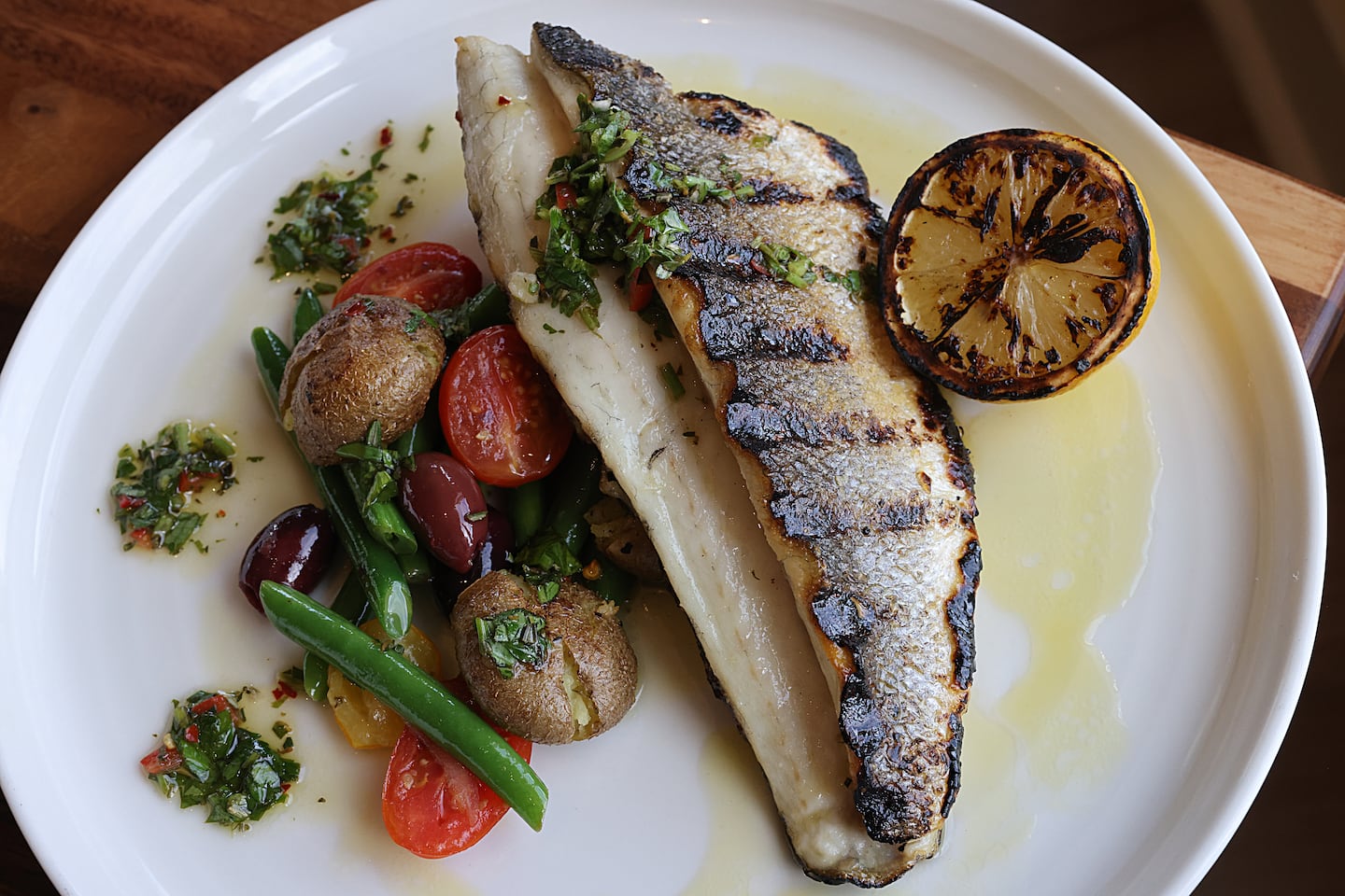 The branzino at Luna Mare.