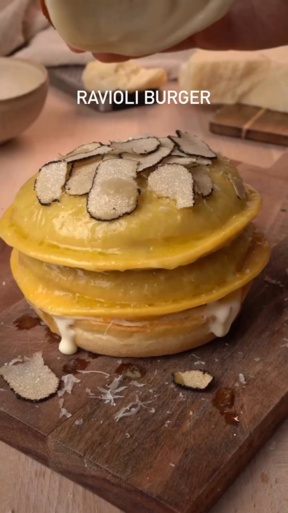 Chef ravioli burger with truffle
