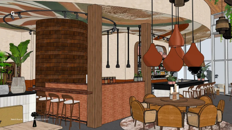 The yet-to-be-named Mediterranean restaurant is expected to open in spring 2026. (Courtesy Photo/Sketch Blue)