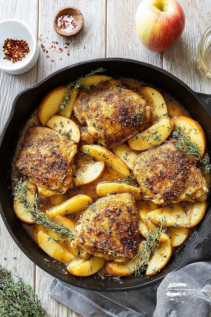 Chili Maple Chicken Thighs with Apples