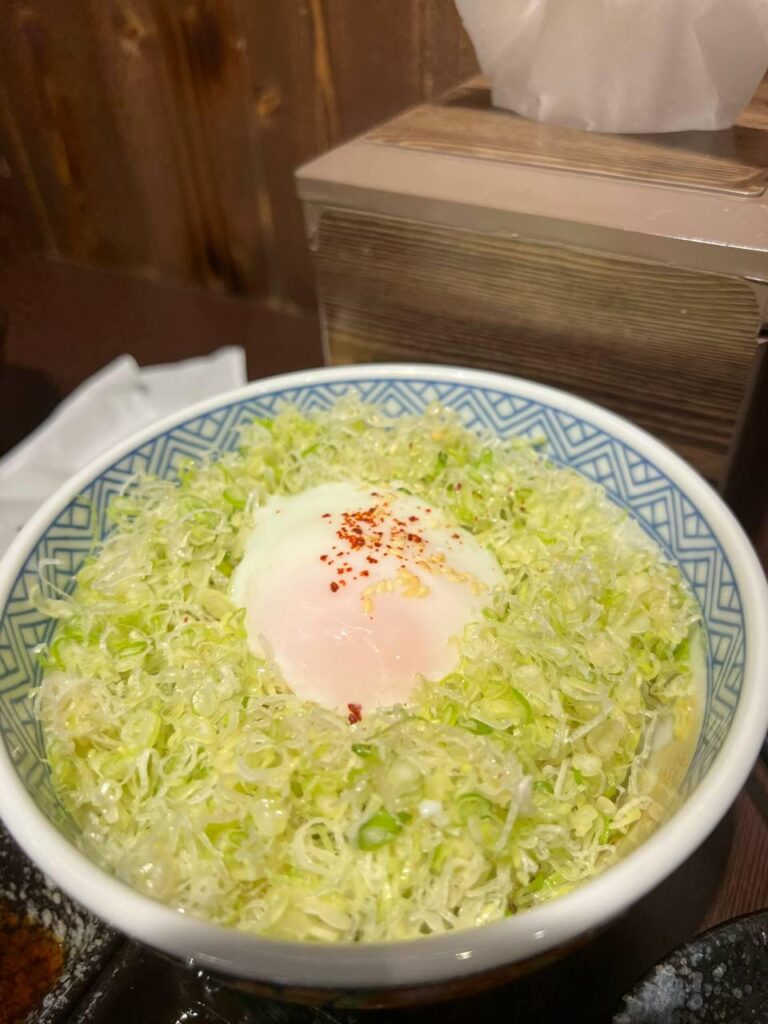 Soft-boiled egg meets a mountain of green onions Simple but Perfect