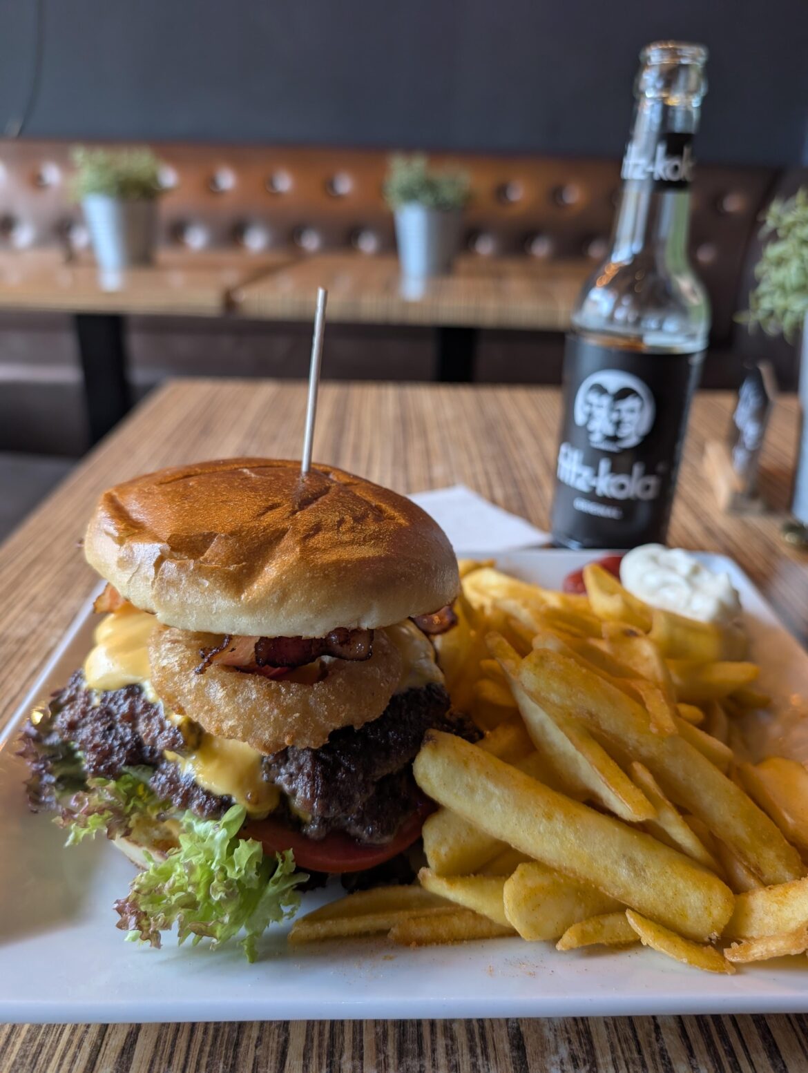 Double Cheeseburger with Onion Rings