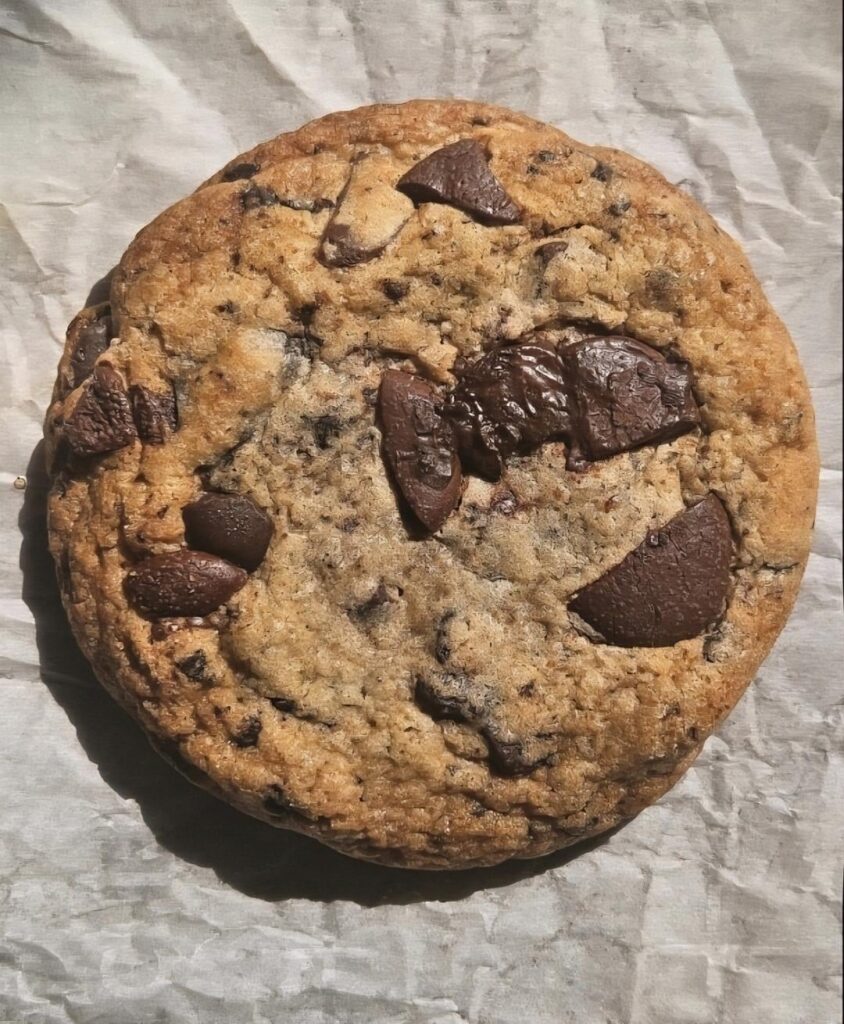 The only good photo I took of a chocolate chip cookie
