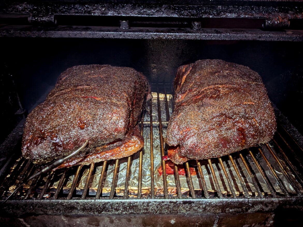Still my all time favorite use for the pellet grill. Overnight Pork Butt. Always seems like magic waking up to this sight.