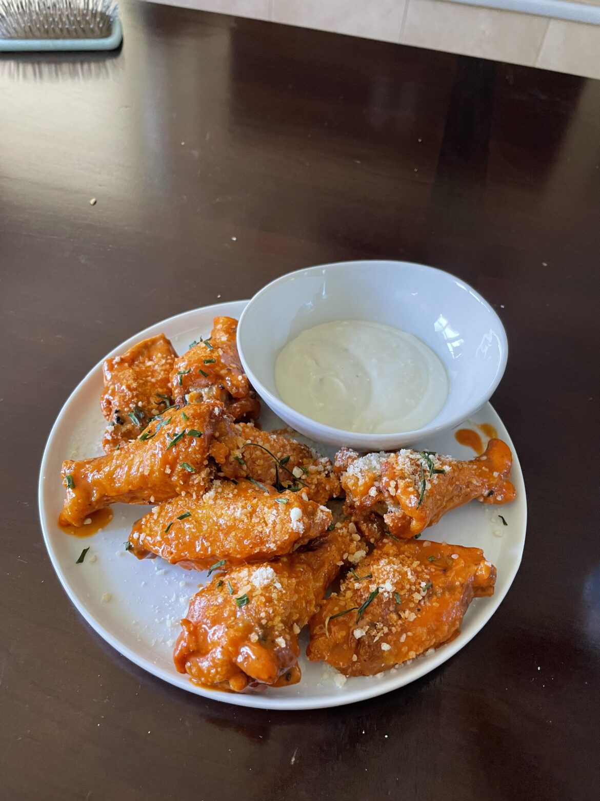 I saw someone do some Garlic Buffalo Parmesan wings and had to give it a try