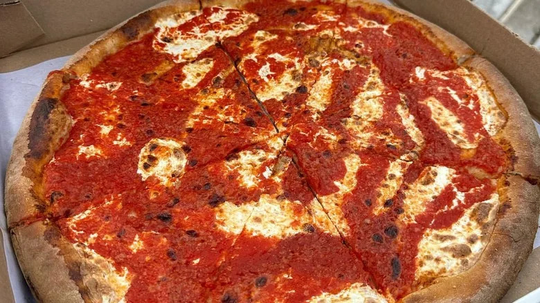 A Traditional pizza from Totonno's Pizzeria Napolitana on Coney Island