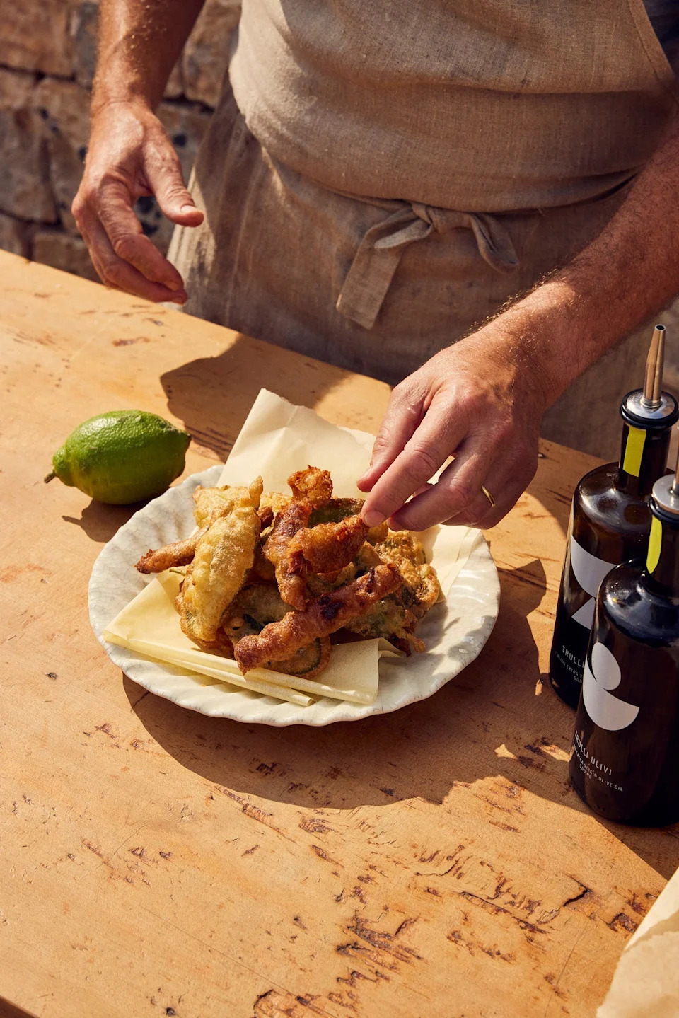 Crisp, golden and fleetingly seasonal – the kind of snack that demands to be eaten hot, with fingers and lemon wedges (Trulli Ulivi)