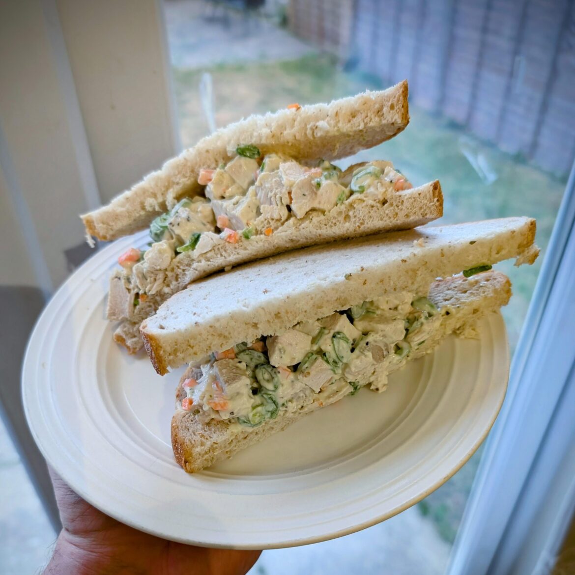 Inspired by the conversation about kewpie, I made a chicken salad sando this evening