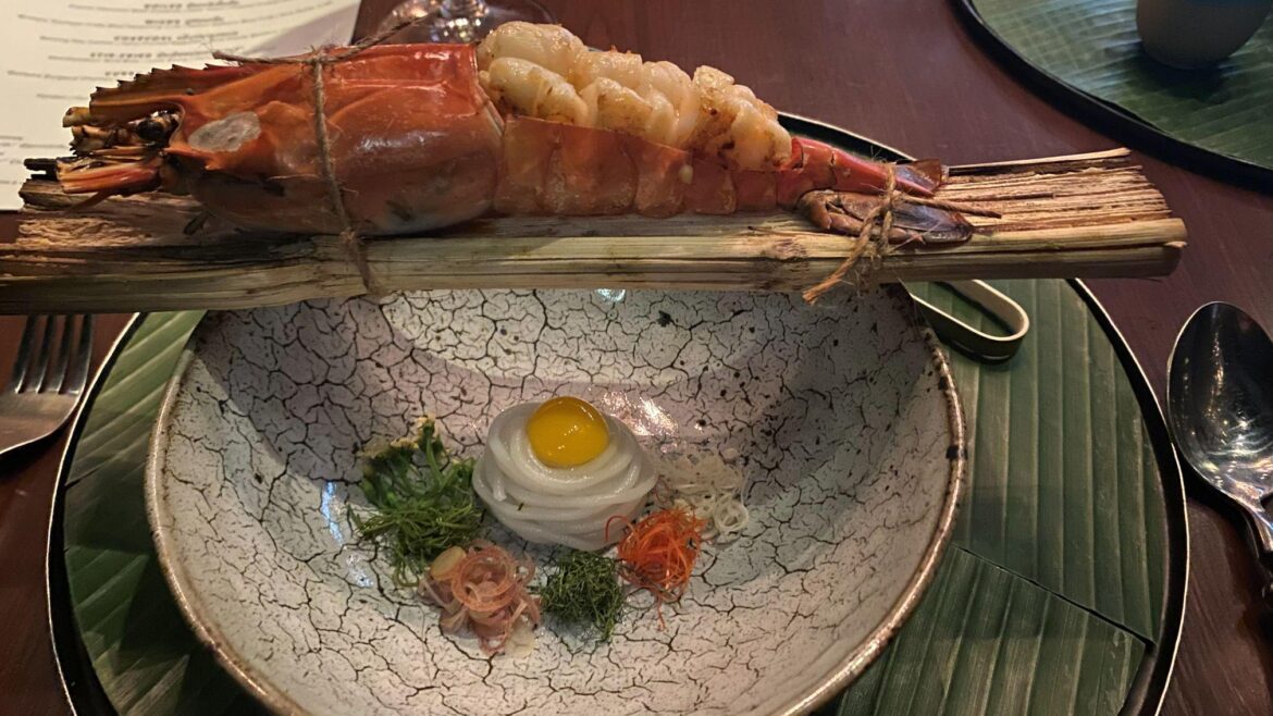 Grill Prawn on a bamboo