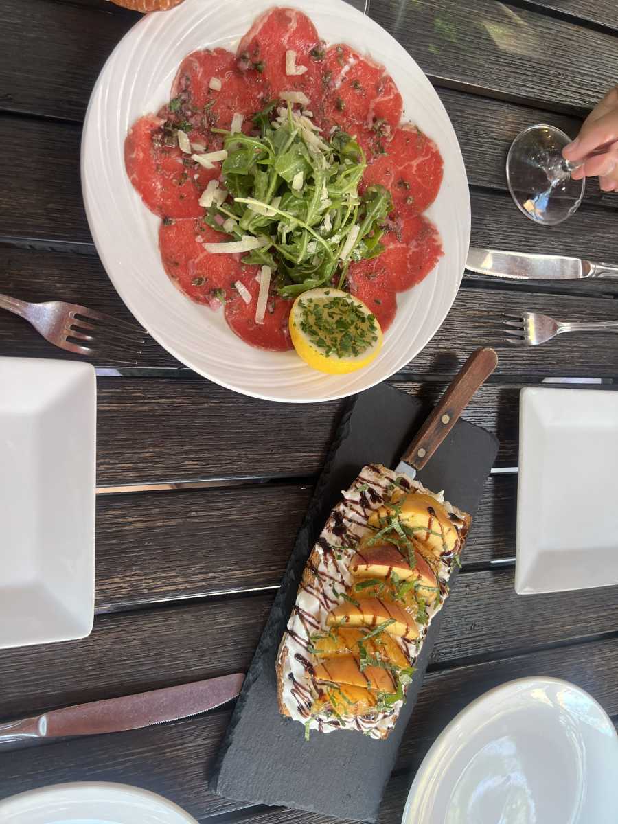 Plate of Beef carpaccio at Bella Luna restaurant