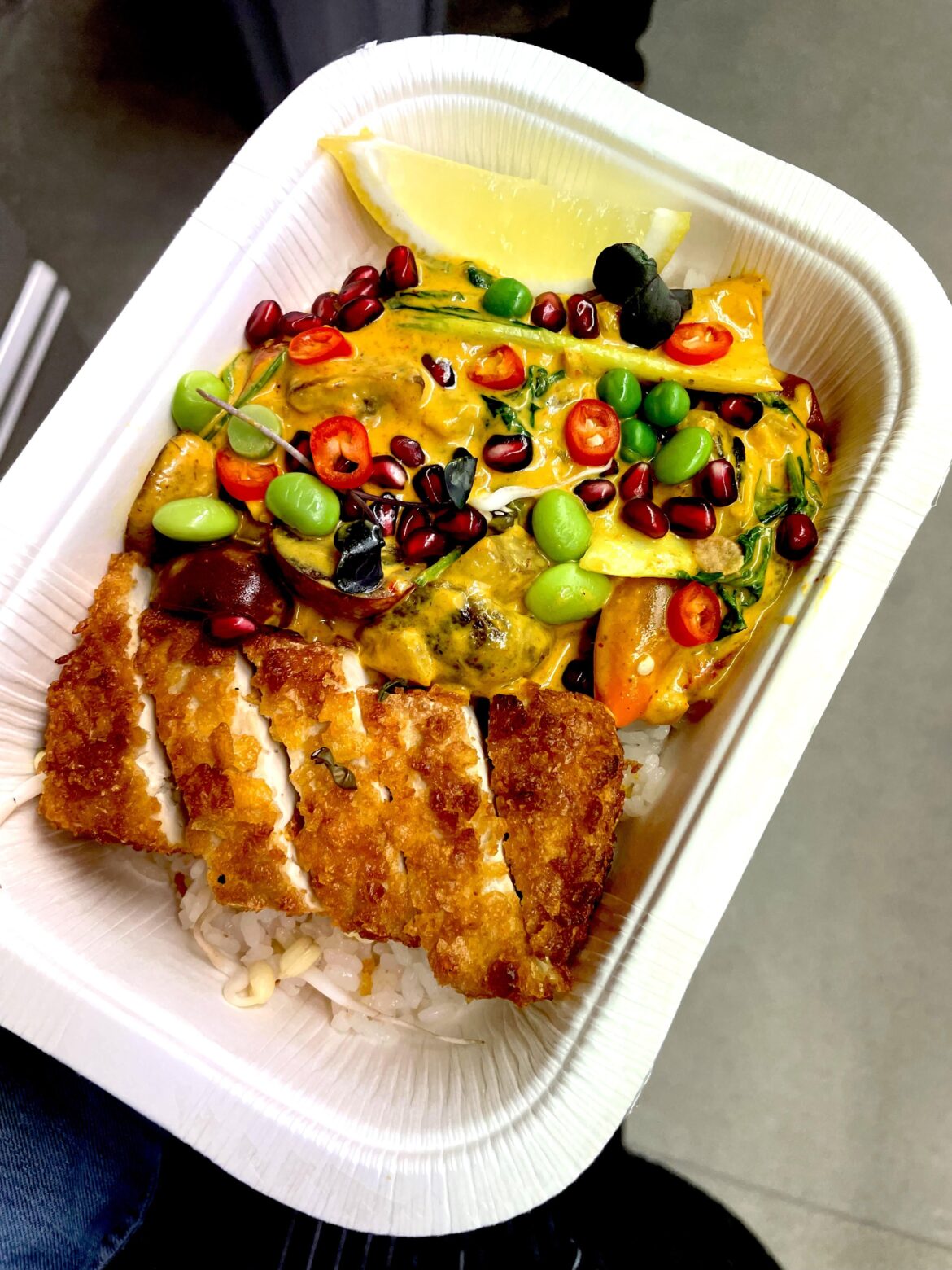 Crispy Tofu Katsu Curry with sushi rice