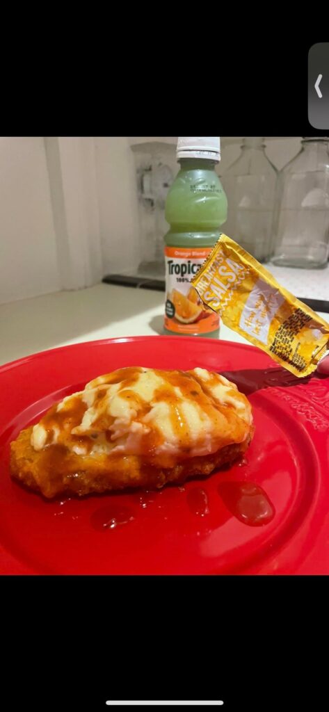 Air fried hash brown topped with cheese, egg, taco bell salsa.