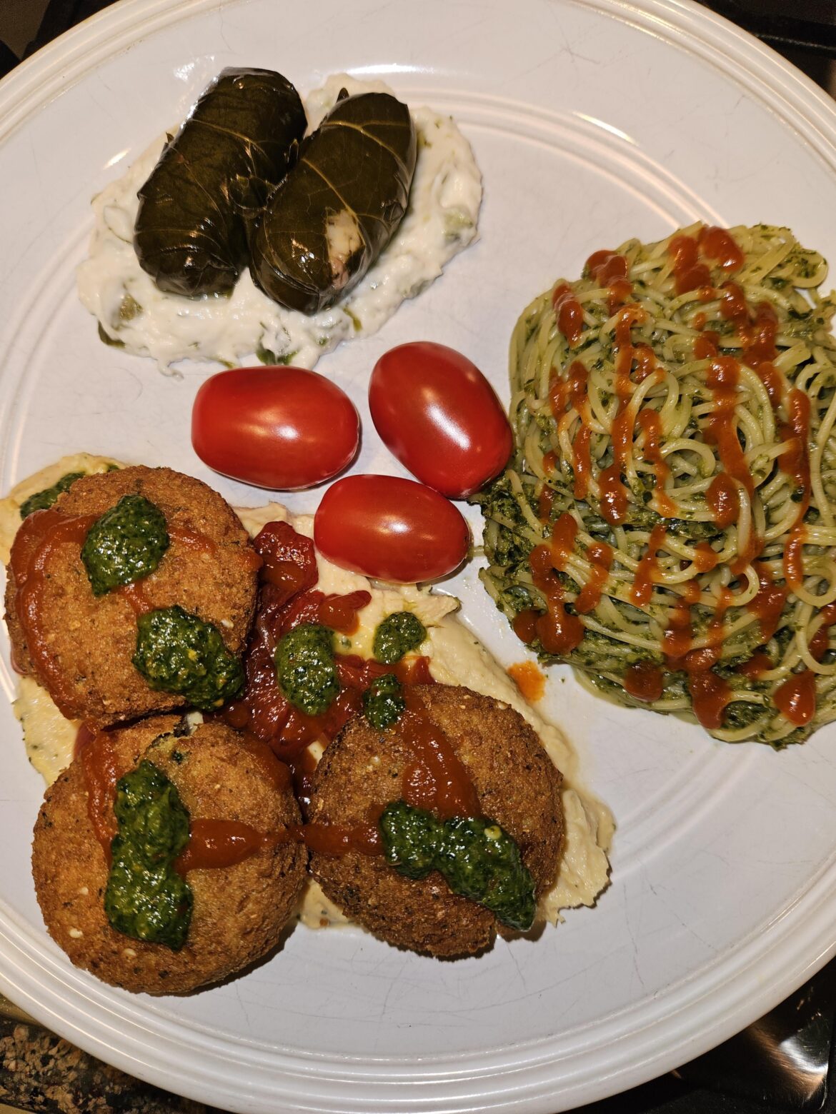 Dinner at home, mostly Trader Joe's