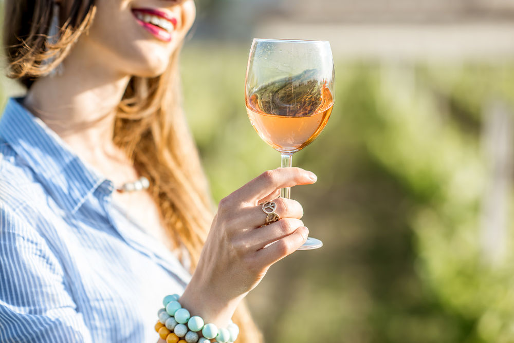 woman tasting wine in France