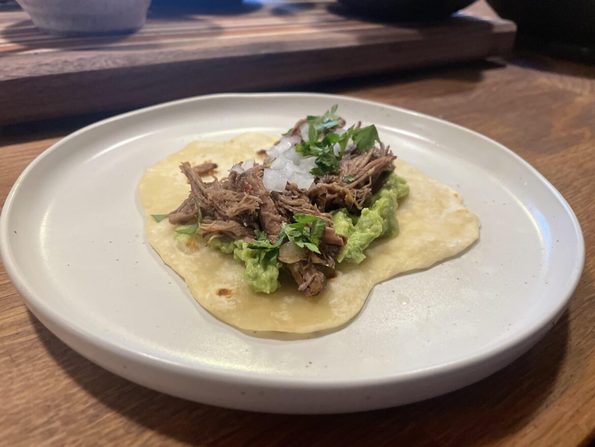 Barbacoa taco made by me.