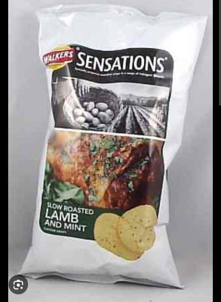 Walkers Lamb and Mint crisps from the 00’s Walkers Lamb and Mint crisps from the 00's