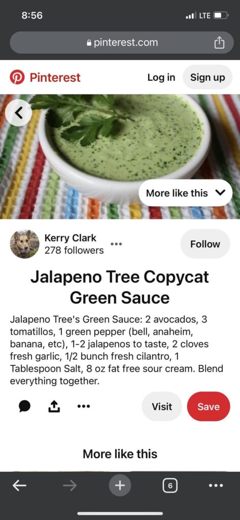Jalapeño Tree green salsa dip
