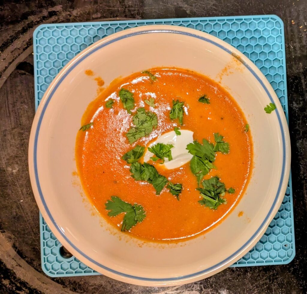 Roasted poblano pepper soup and fall harvest bowls for this week