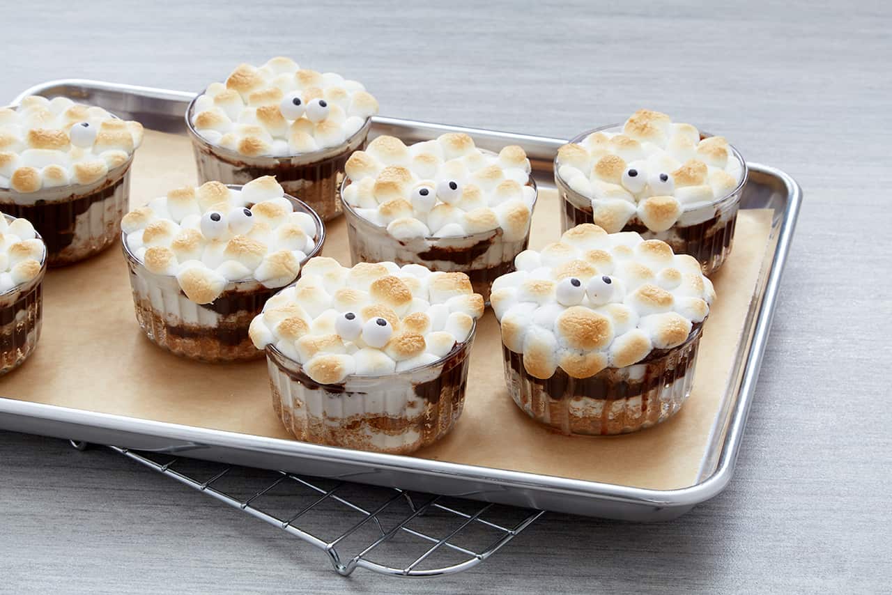 Spooky s’mores trifles