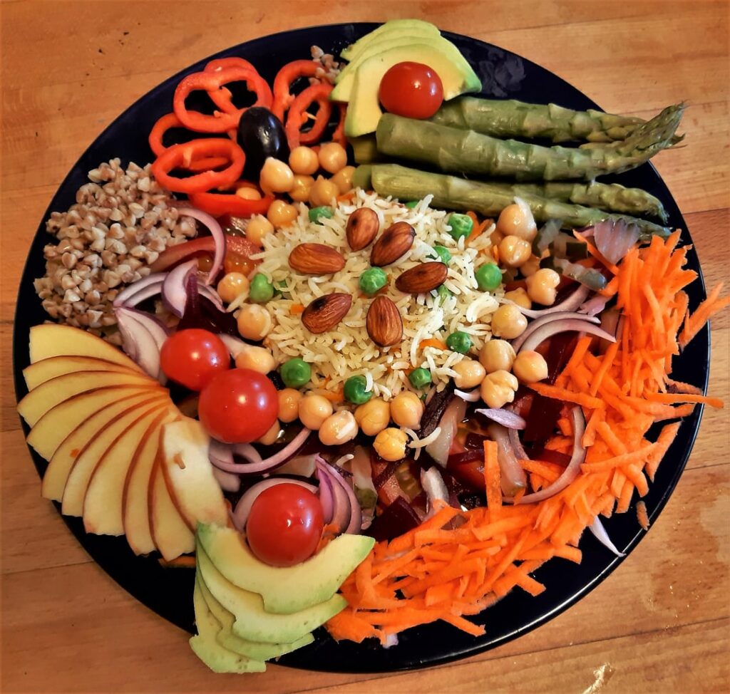 One plate super healthy dinner.