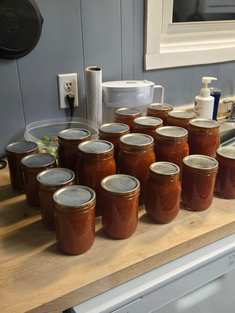 End of my tomato canning season. My results in tomato sauce!