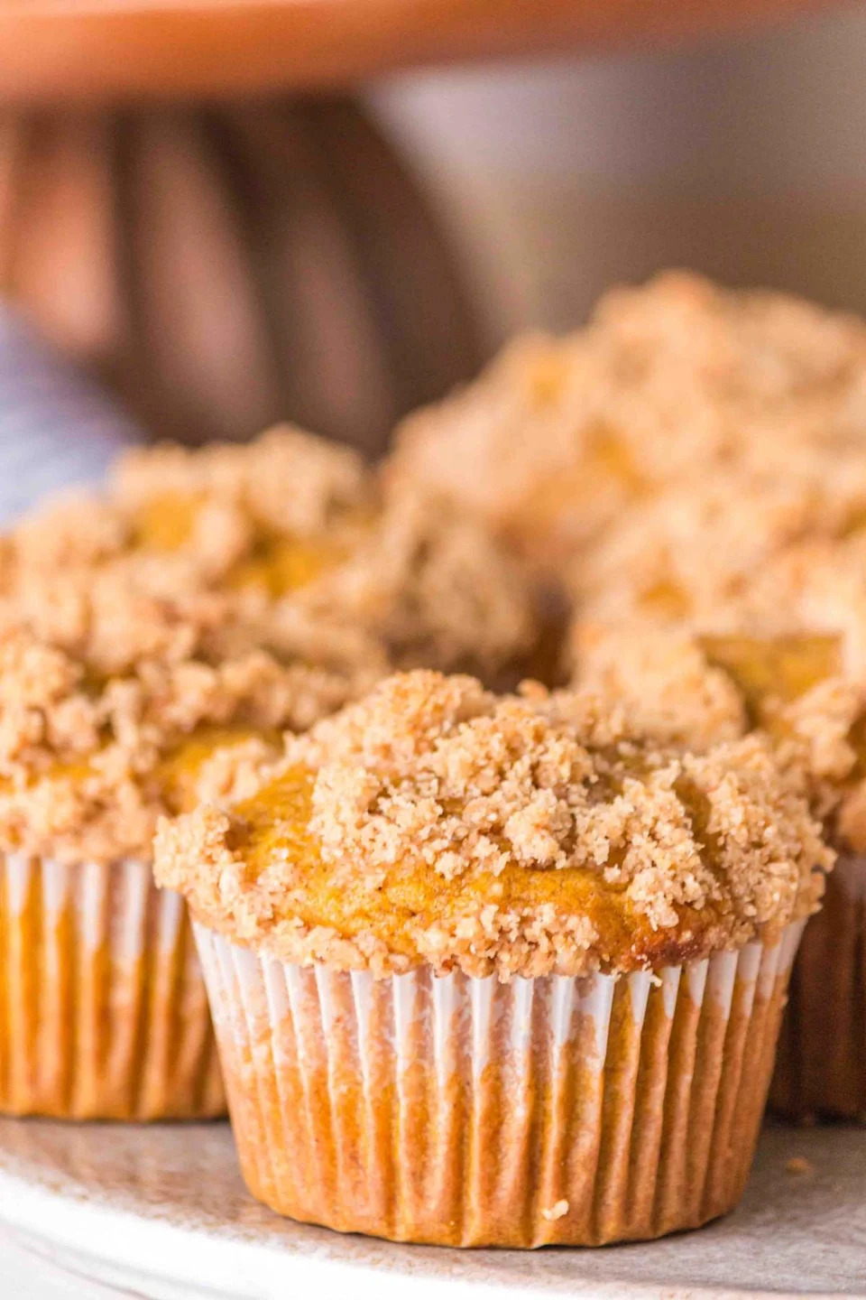 A close up shot banana pumpkin muffins.