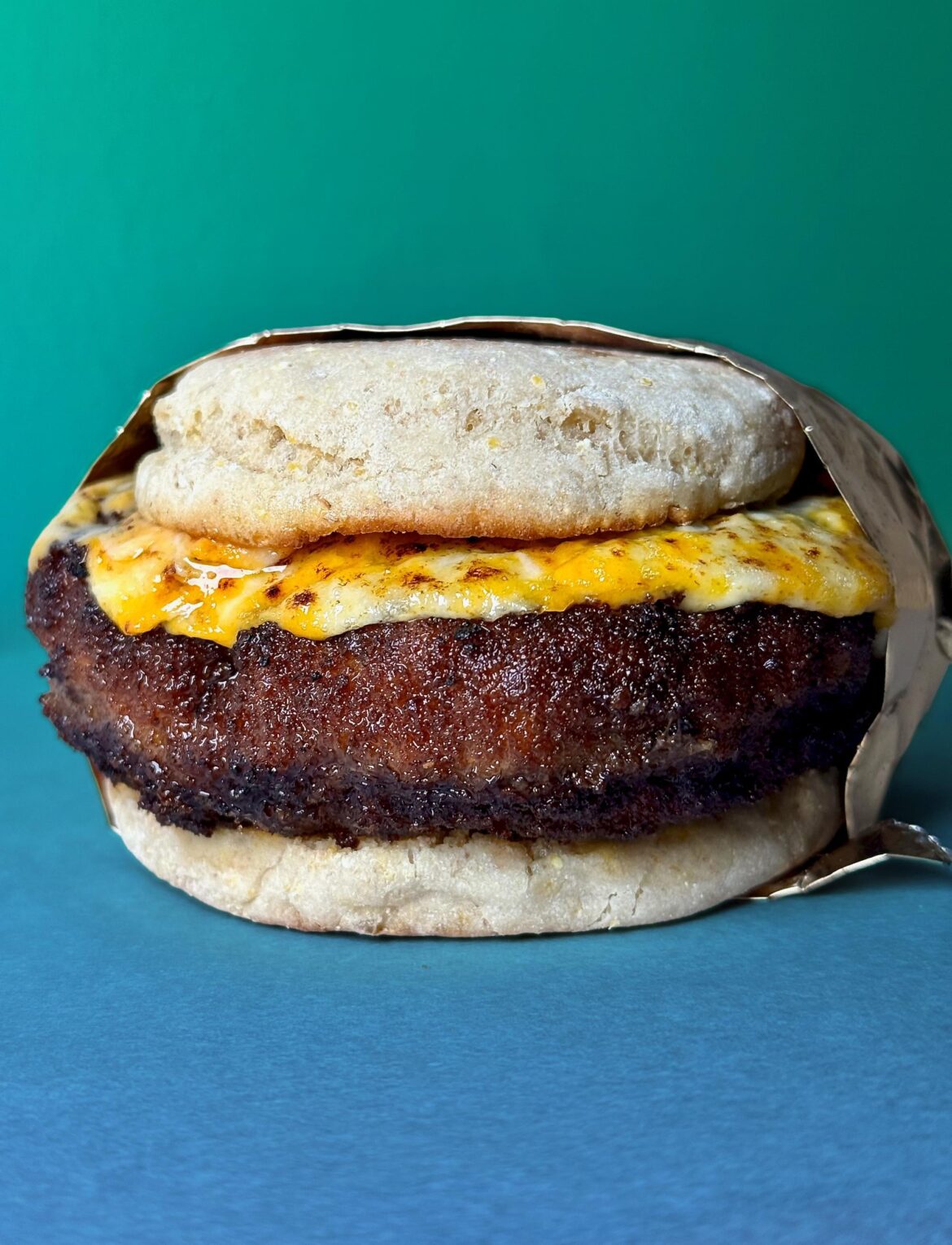 7oz chicken fried burg w/ Colby Jack.