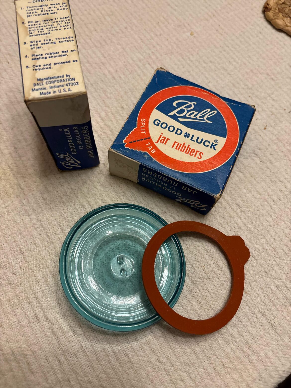 Old school pressure canning seals and lid. (Unsafe and not to be used today.)