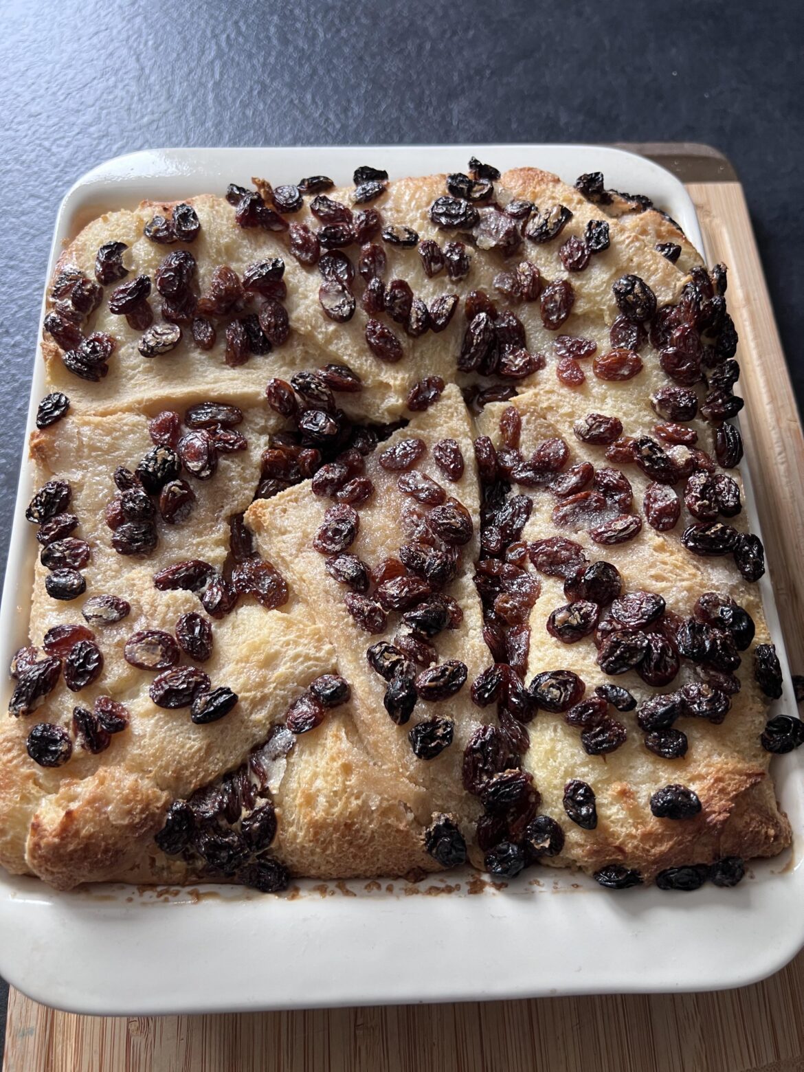 Home made bread and butter pudding