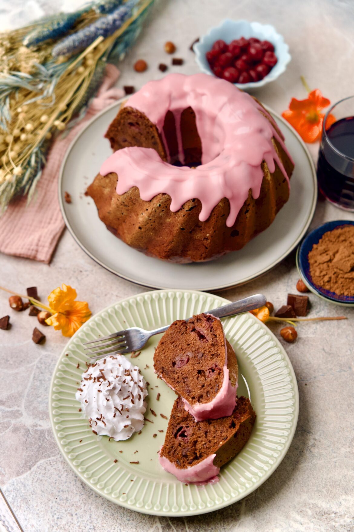This red wine-chocolate cake with sour cherries was incredibly tasty
