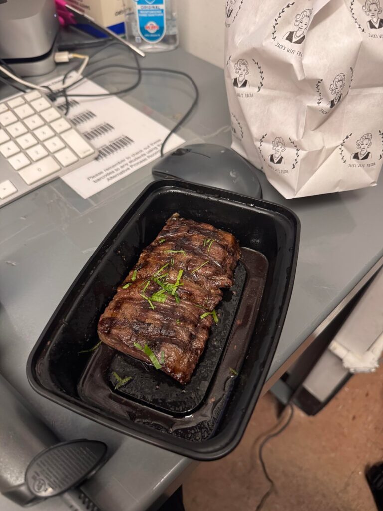 Crazy good steak for a delivery meal