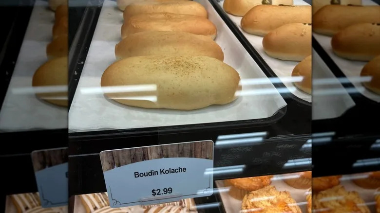 Boudin kolache in display case